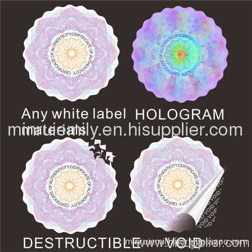 Custom Tamper Evident Stickers With Guilloche For Certificate Of Authenticity
